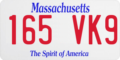 MA license plate 165VK9