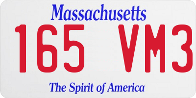 MA license plate 165VM3