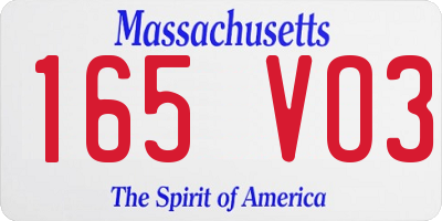 MA license plate 165VO3