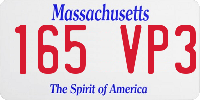 MA license plate 165VP3