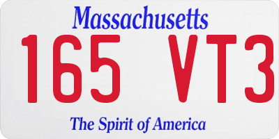 MA license plate 165VT3