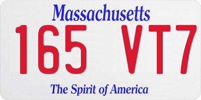 MA license plate 165VT7