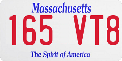 MA license plate 165VT8