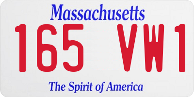 MA license plate 165VW1