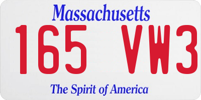 MA license plate 165VW3