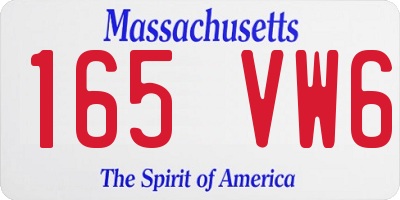 MA license plate 165VW6