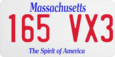 MA license plate 165VX3