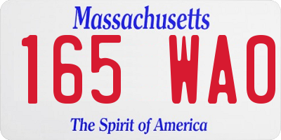 MA license plate 165WA0