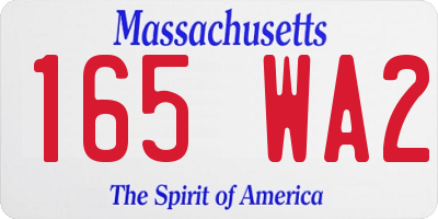 MA license plate 165WA2