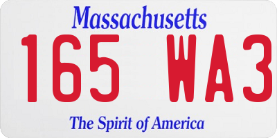 MA license plate 165WA3