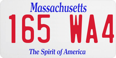 MA license plate 165WA4