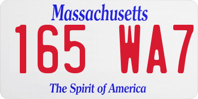 MA license plate 165WA7