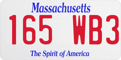 MA license plate 165WB3