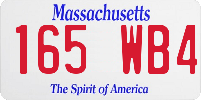 MA license plate 165WB4
