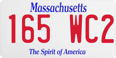 MA license plate 165WC2