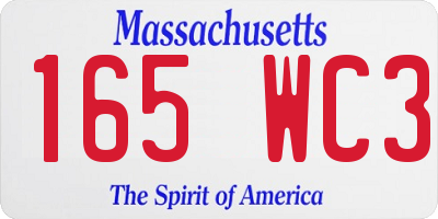 MA license plate 165WC3