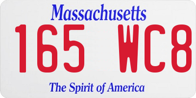 MA license plate 165WC8