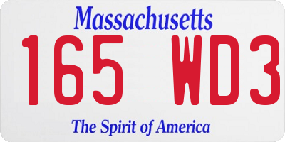 MA license plate 165WD3