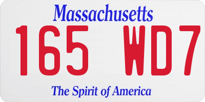 MA license plate 165WD7