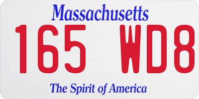 MA license plate 165WD8