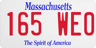 MA license plate 165WE0