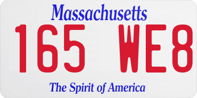 MA license plate 165WE8