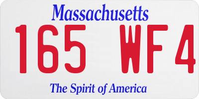 MA license plate 165WF4