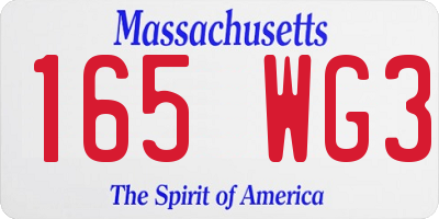 MA license plate 165WG3
