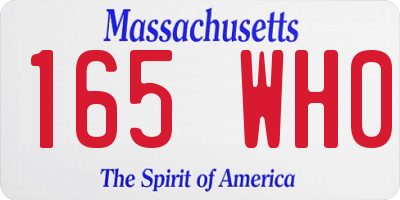 MA license plate 165WH0