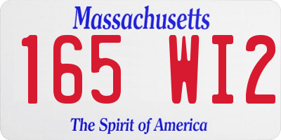 MA license plate 165WI2