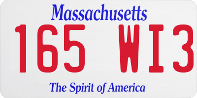 MA license plate 165WI3