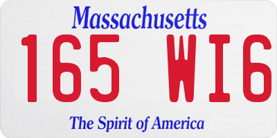 MA license plate 165WI6