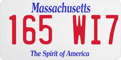 MA license plate 165WI7
