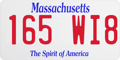 MA license plate 165WI8
