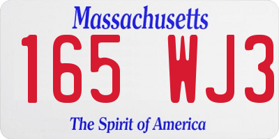 MA license plate 165WJ3