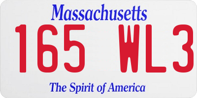 MA license plate 165WL3
