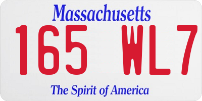 MA license plate 165WL7