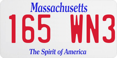 MA license plate 165WN3