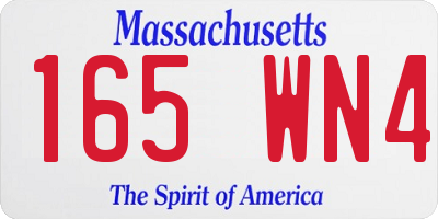 MA license plate 165WN4