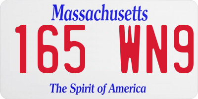 MA license plate 165WN9