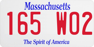 MA license plate 165WO2