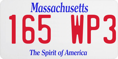 MA license plate 165WP3