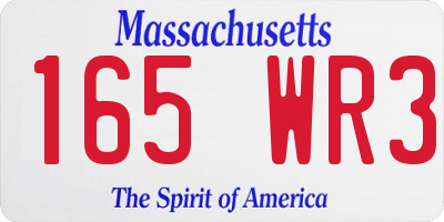 MA license plate 165WR3