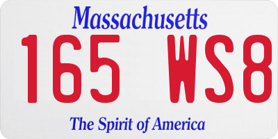 MA license plate 165WS8