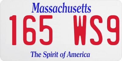 MA license plate 165WS9