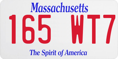 MA license plate 165WT7