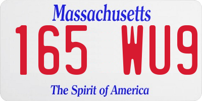 MA license plate 165WU9