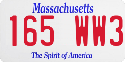 MA license plate 165WW3