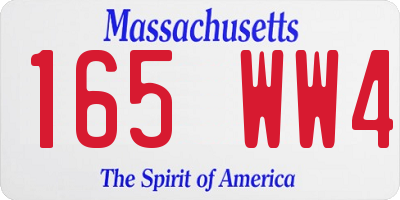 MA license plate 165WW4