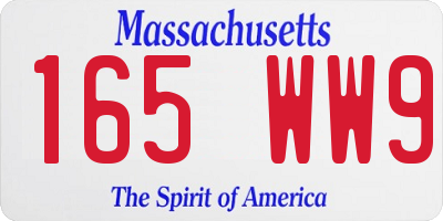 MA license plate 165WW9